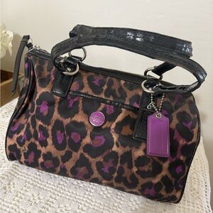 Coach Rare Poppy Purple Color Animal Print Satchel